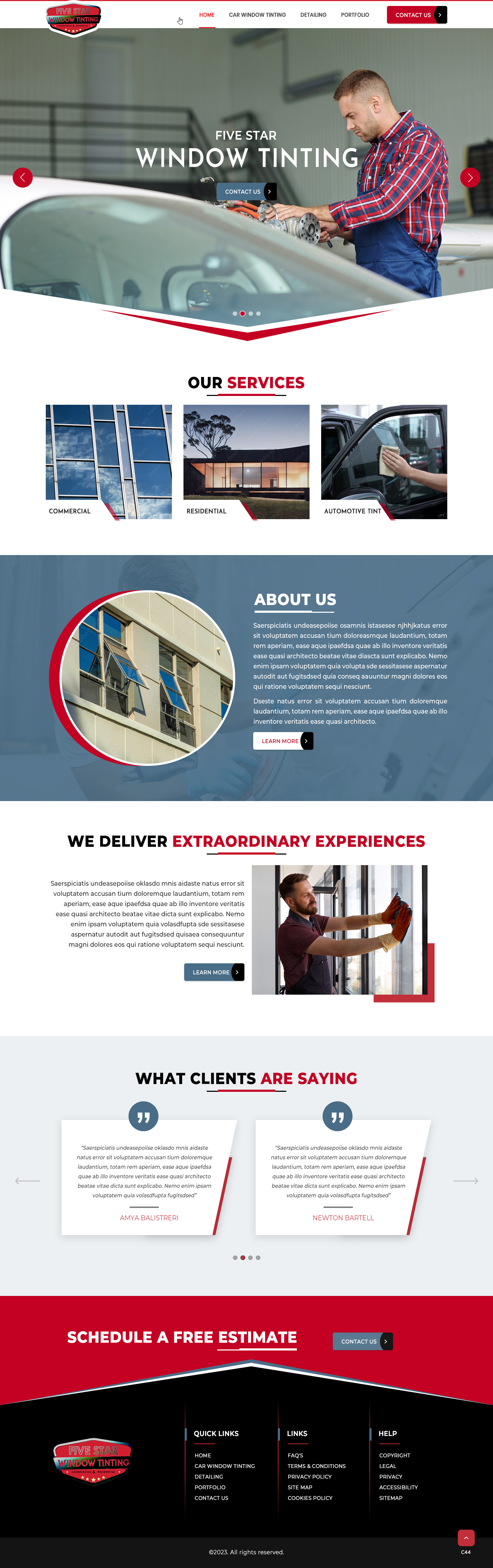 Window tinting website example by One Eleven Web Design
