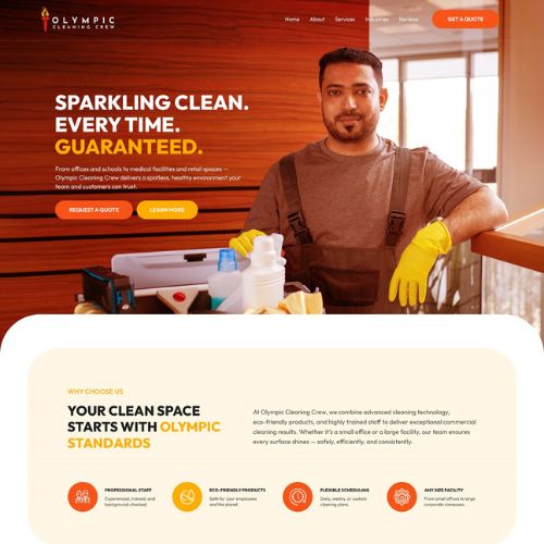 Cleaning company website example by One Eleven Web Design