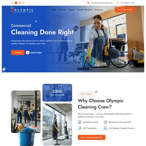 Cleaning company website example by One Eleven Web Design