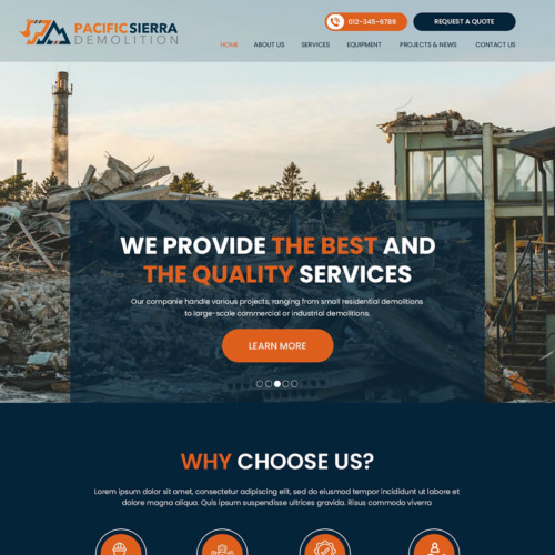 Demolition contractor website example by One Eleven Web Design