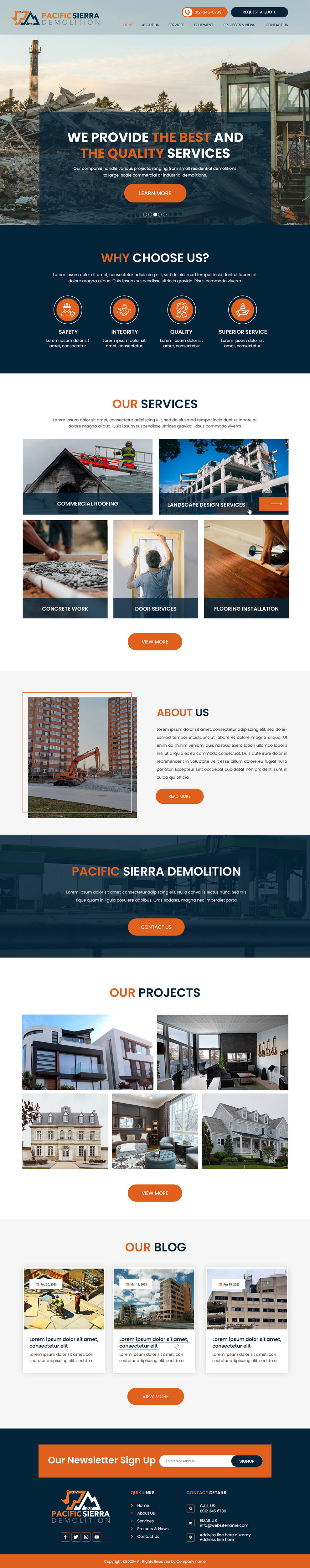 Demolition contractor website example by One Eleven Web Design
