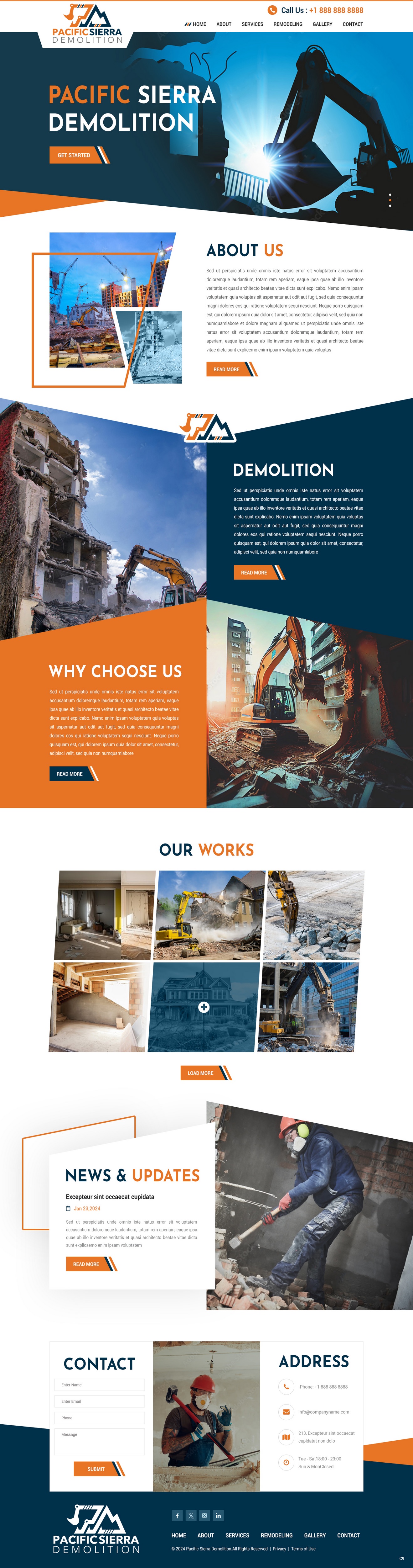 Demolition contractor website example by One Eleven Web Design