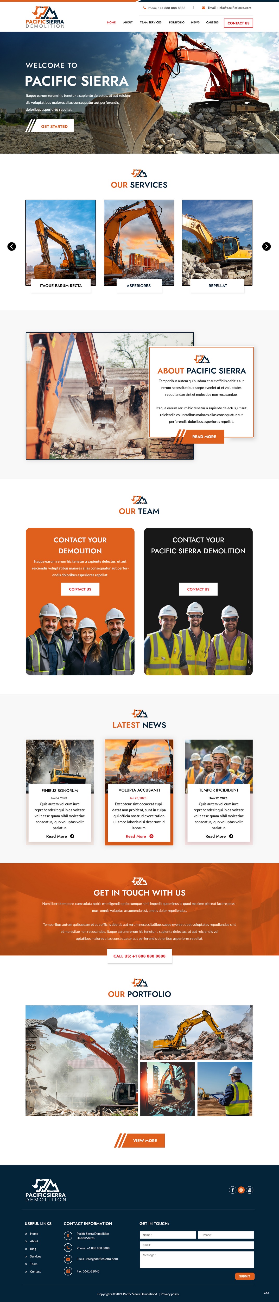 Demolition contractor website example by One Eleven Web Design