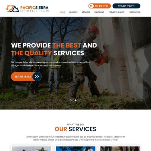 Demolition contractor website example by One Eleven Web Design