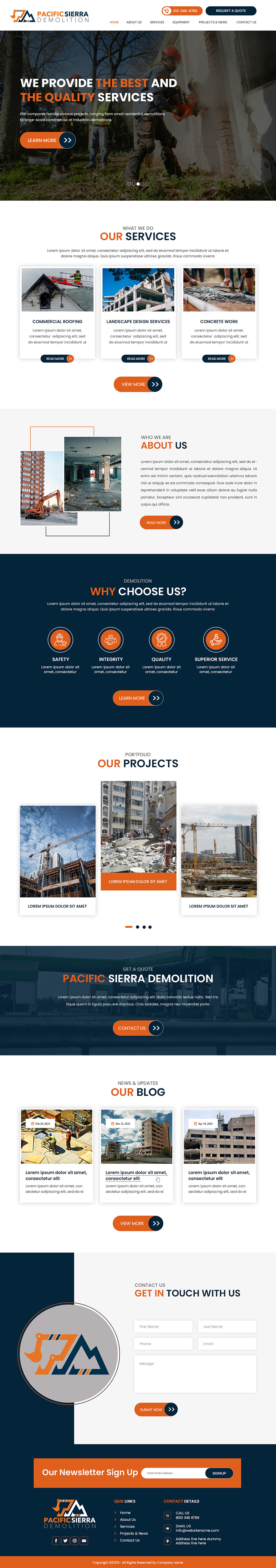 Demolition contractor website example by One Eleven Web Design