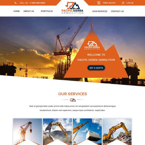 Demolition contractor website example by One Eleven Web Design