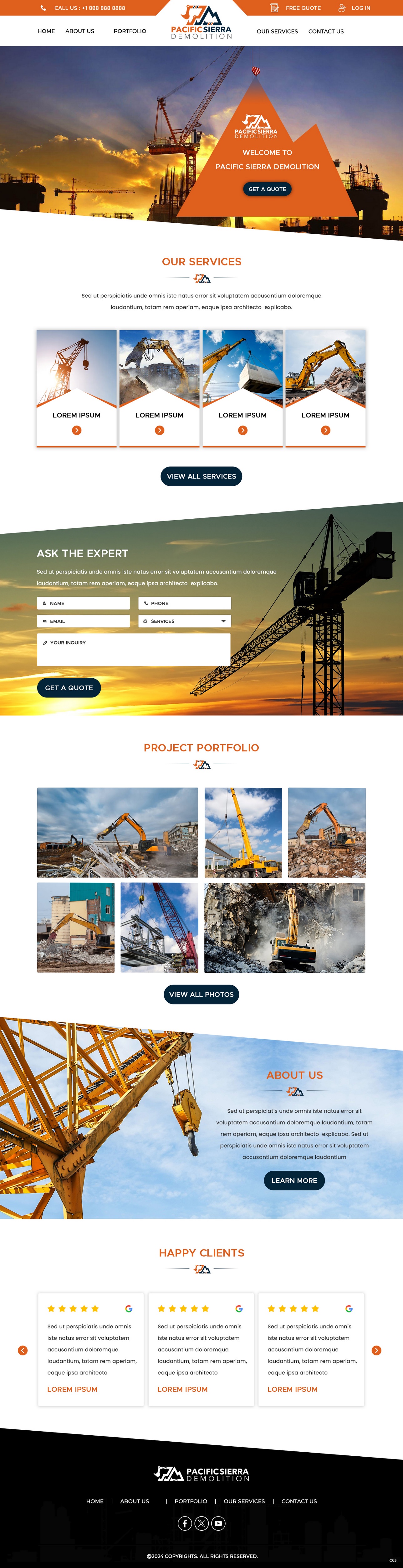 Demolition contractor website example by One Eleven Web Design