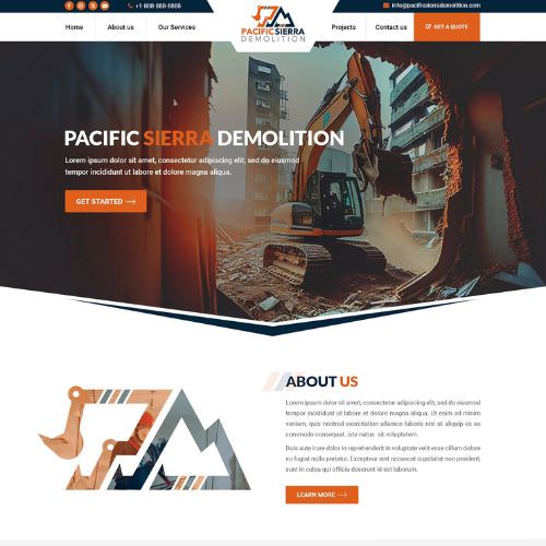 Demolition contractor website example by One Eleven Web Design