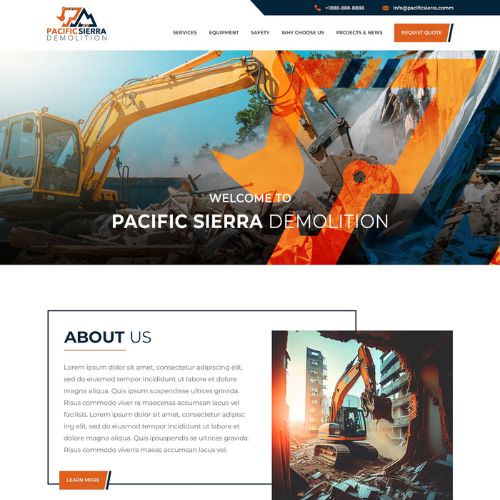 Demolition contractor website example by One Eleven Web Design