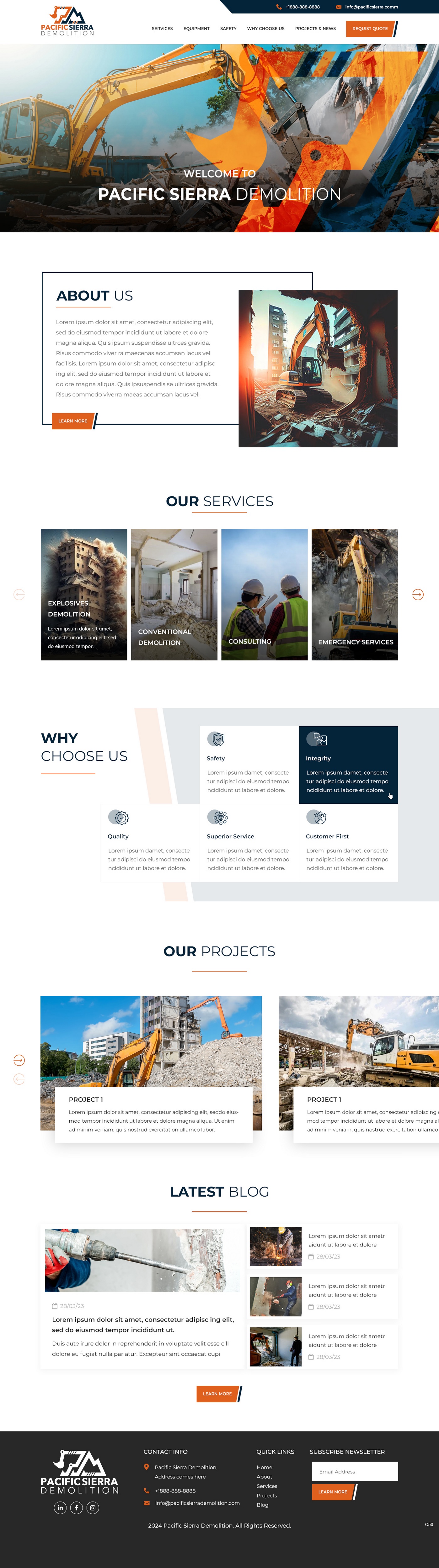 Demolition contractor website example by One Eleven Web Design