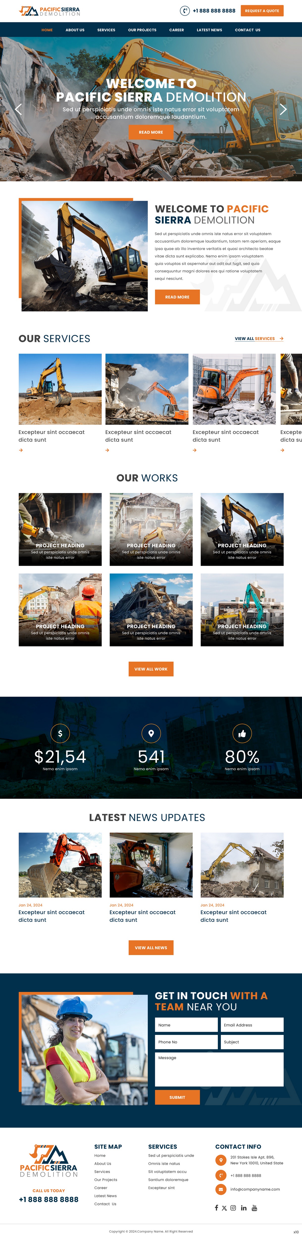 Demolition contractor website example by One Eleven Web Design