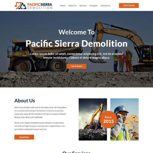 Demolition contractor website example by One Eleven Web Design