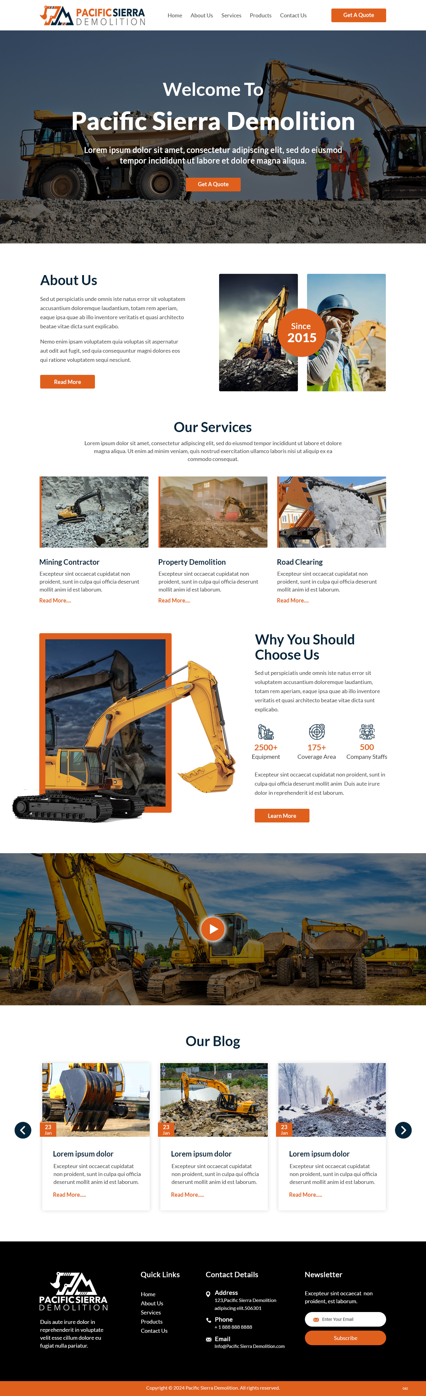Demolition contractor website example by One Eleven Web Design