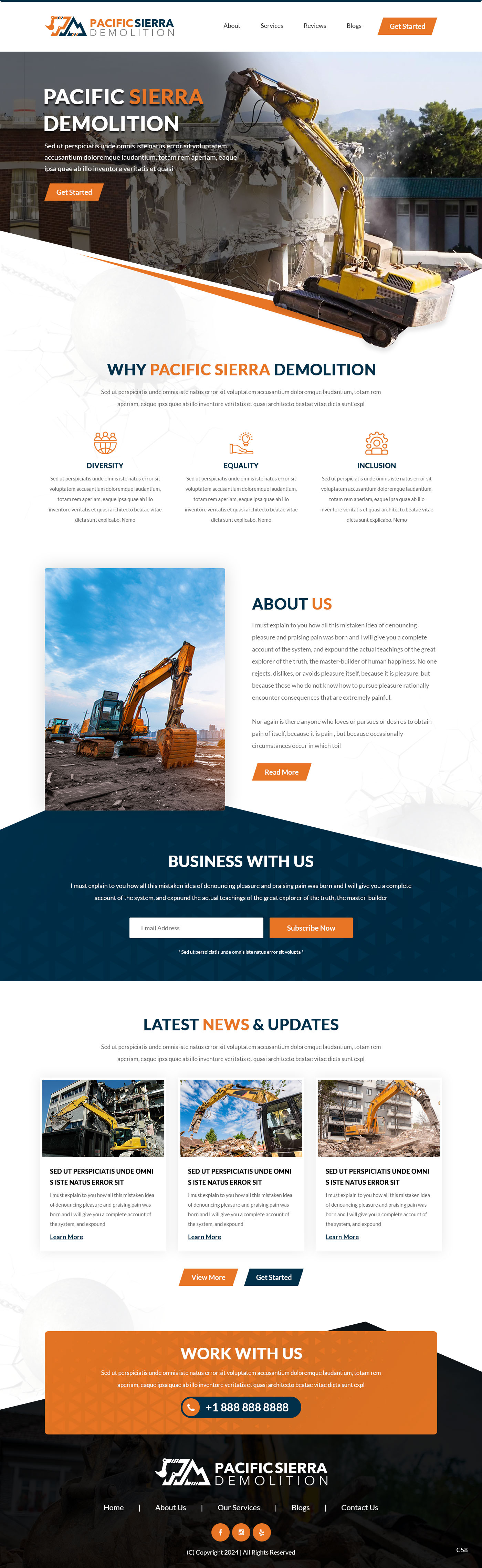 Demolition contractor website example by One Eleven Web Design