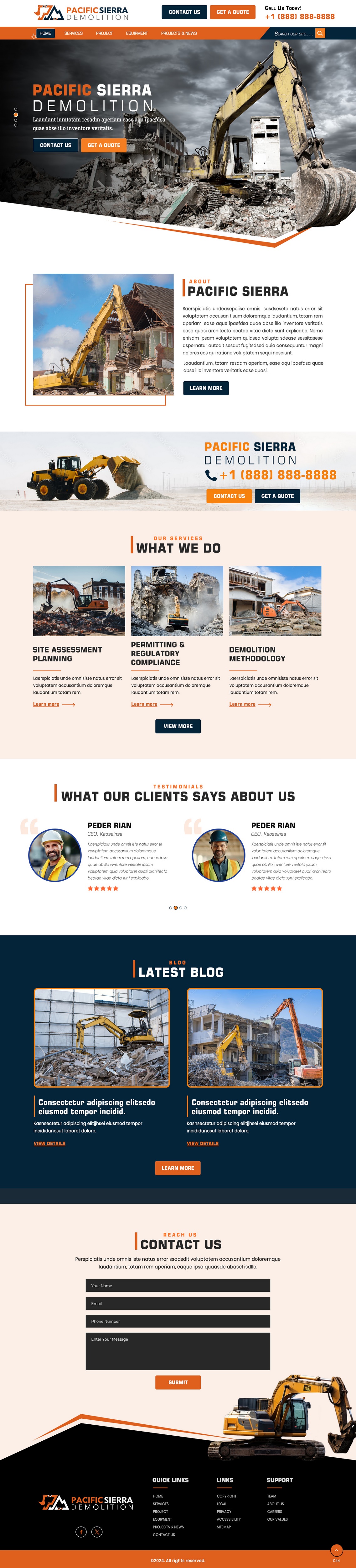 Demolition contractor website example by One Eleven Web Design