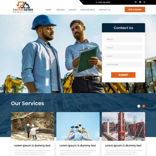 Demolition contractor website example by One Eleven Web Design