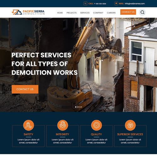 Demolition contractor website example by One Eleven Web Design