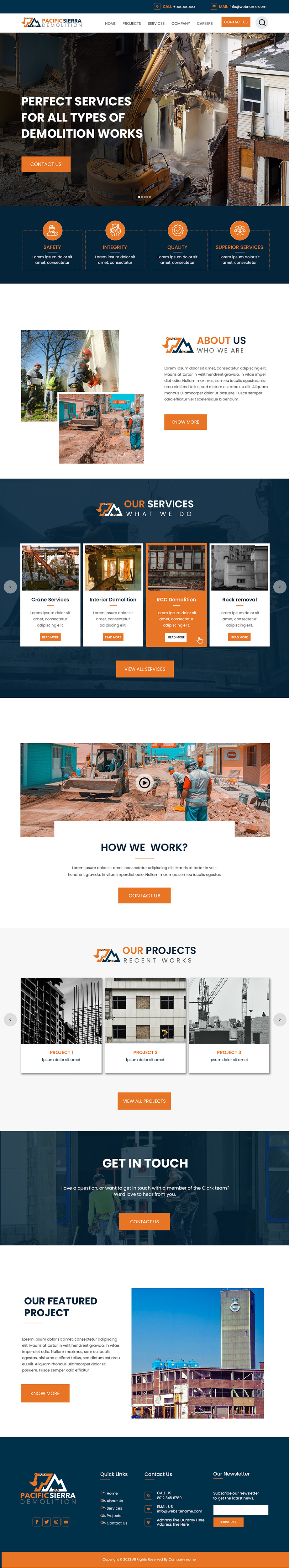 Demolition contractor website example by One Eleven Web Design