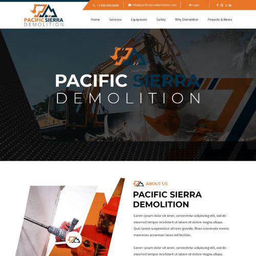 Demolition contractor website example by One Eleven Web Design
