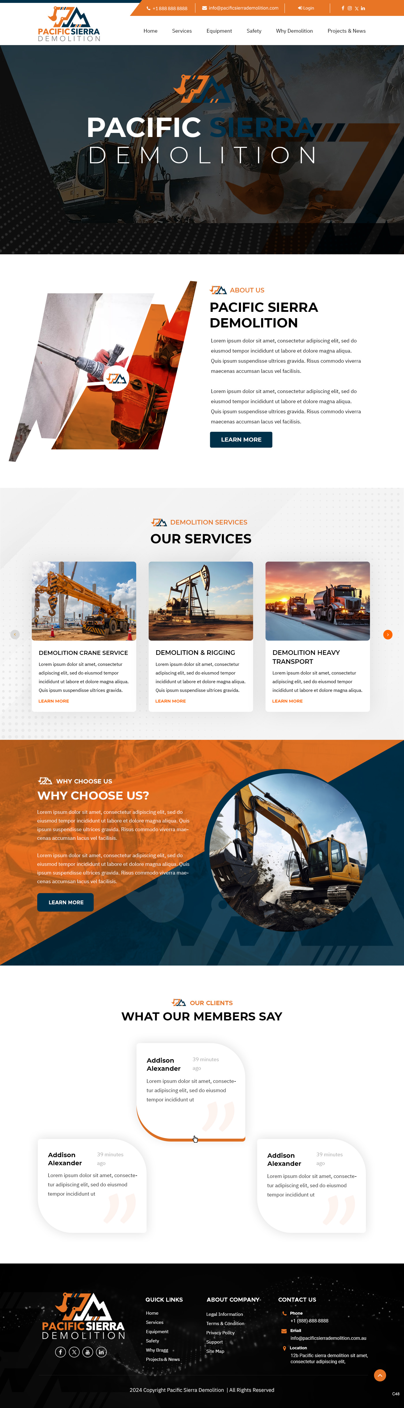 Demolition contractor website example by One Eleven Web Design