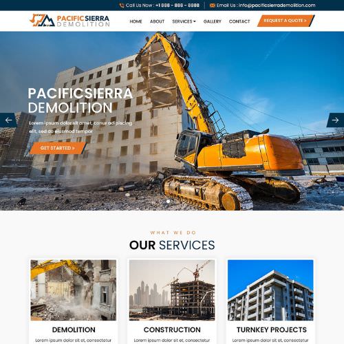Demolition contractor website example by One Eleven Web Design