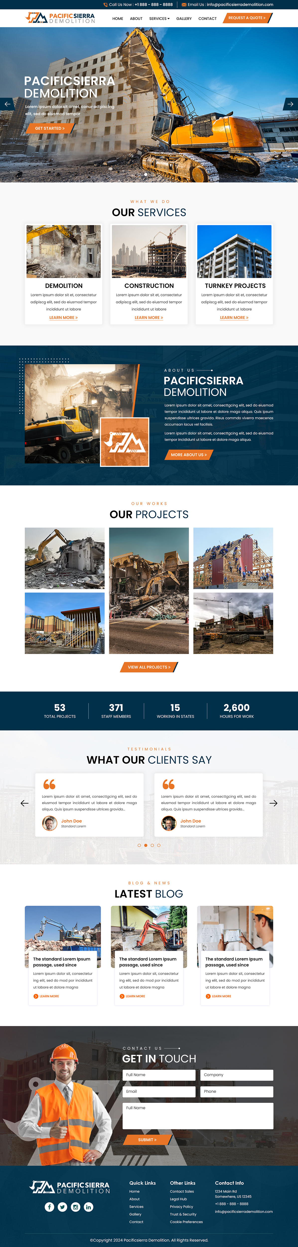 Demolition contractor website example by One Eleven Web Design