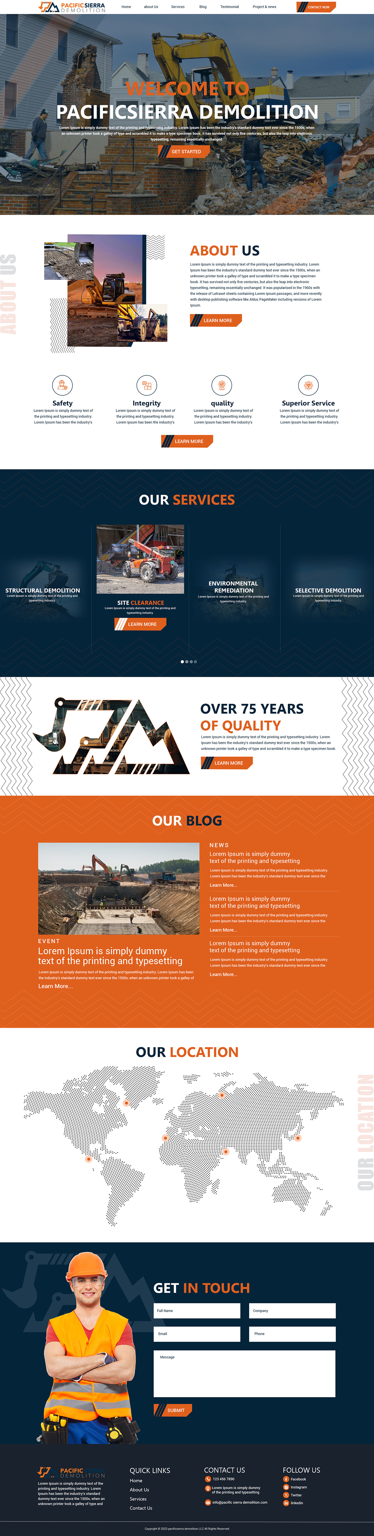 Demolition contractor website example by One Eleven Web Design