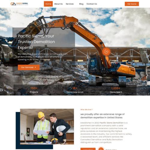 Demolition contractor website example by One Eleven Web Design