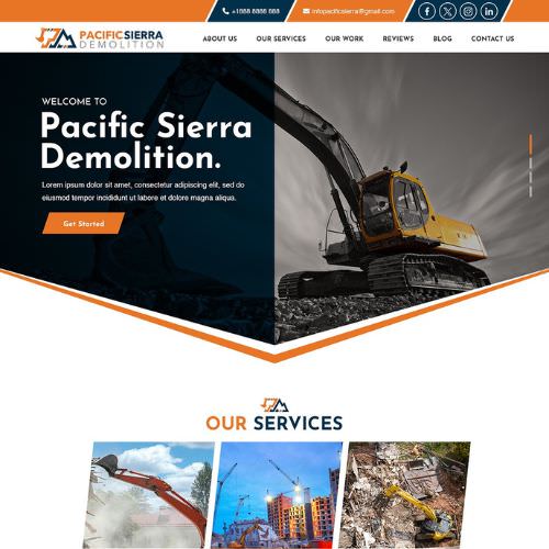 Demolition contractor website example by One Eleven Web Design