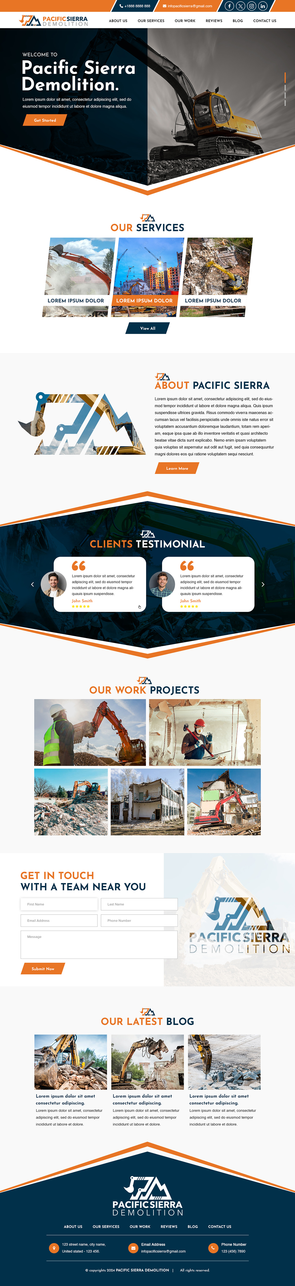 Demolition contractor website example by One Eleven Web Design