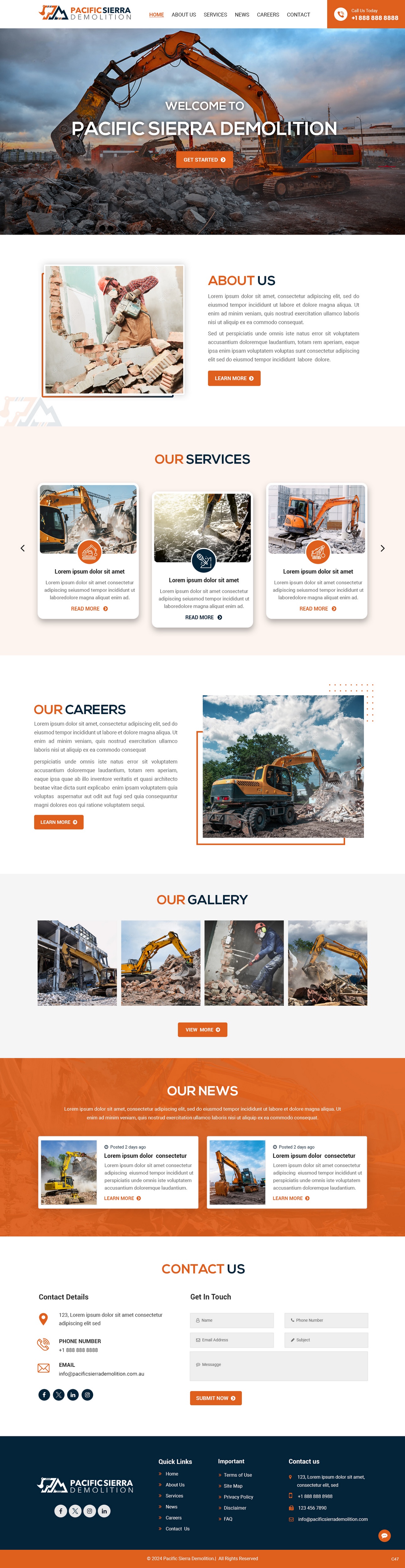Demolition contractor website example by One Eleven Web Design