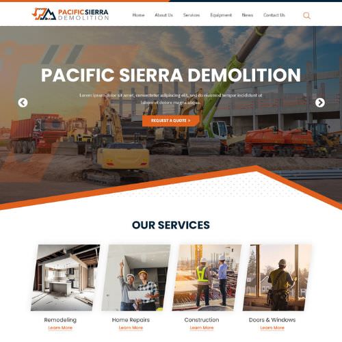 Demolition contractor website example by One Eleven Web Design