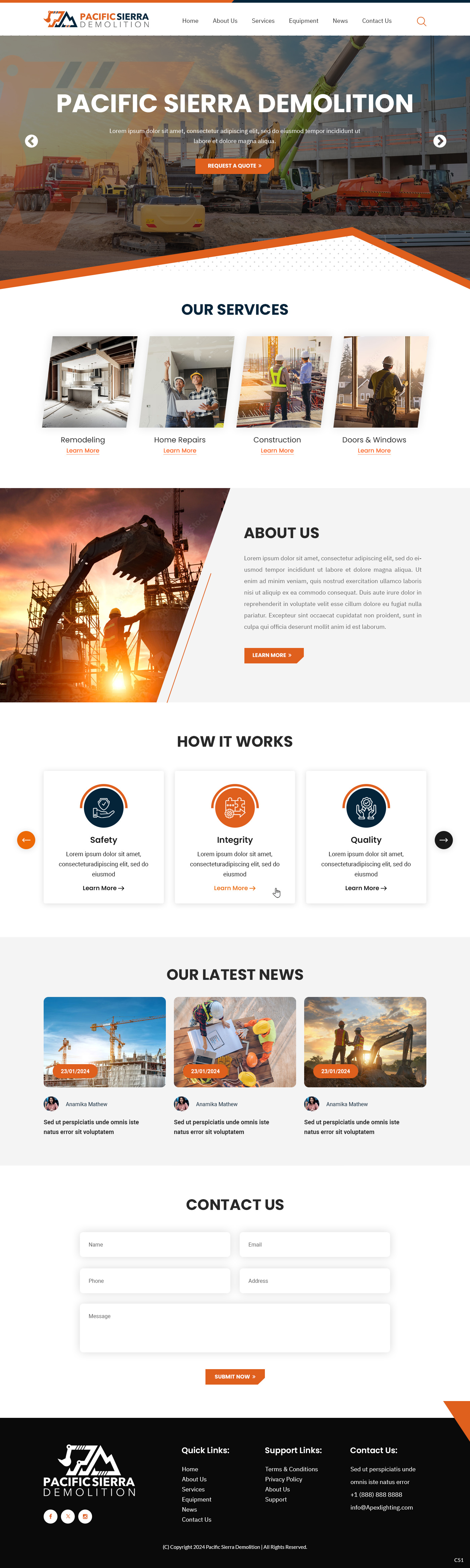 Demolition contractor website example by One Eleven Web Design