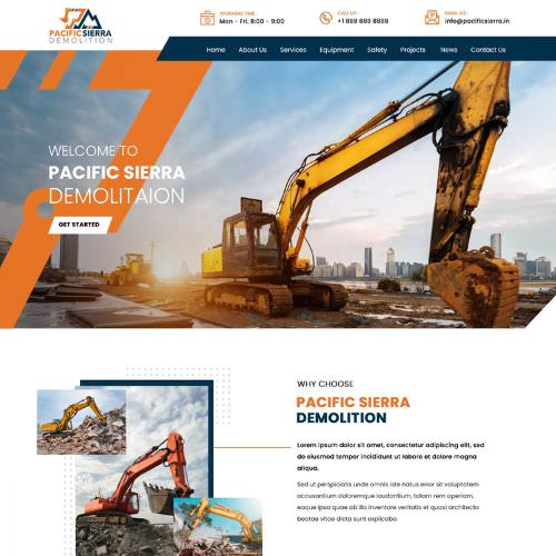 Demolition contractor website example by One Eleven Web Design