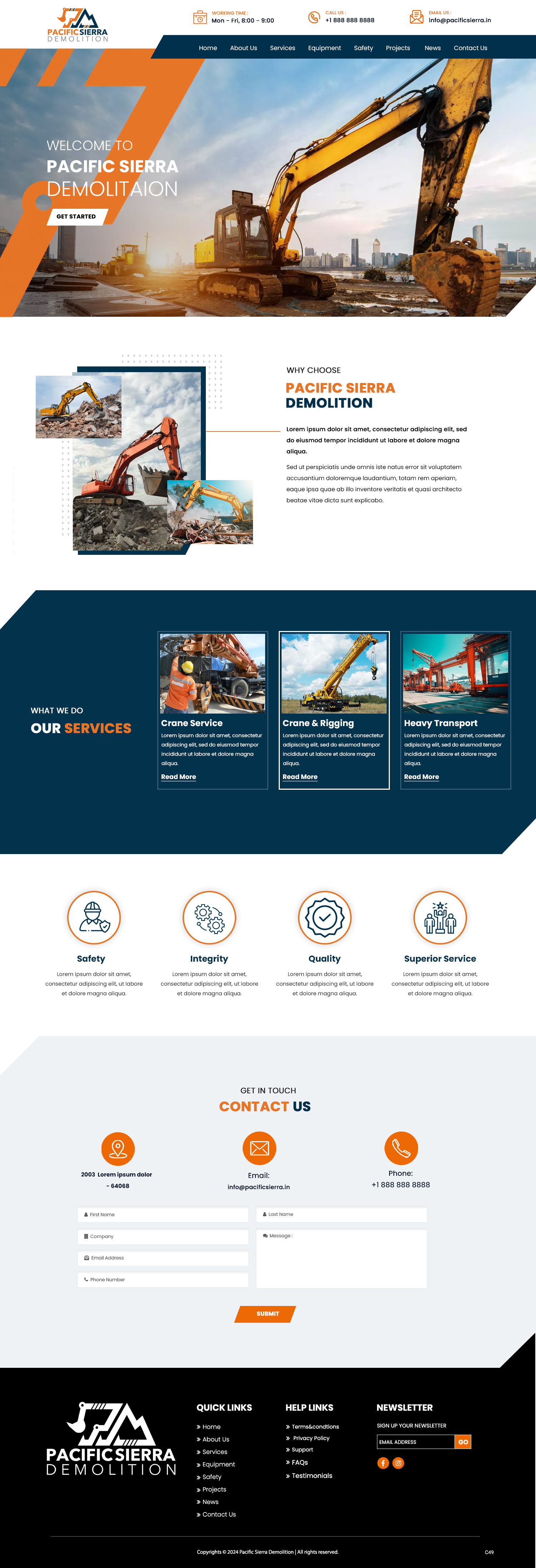 Demolition contractor website example by One Eleven Web Design