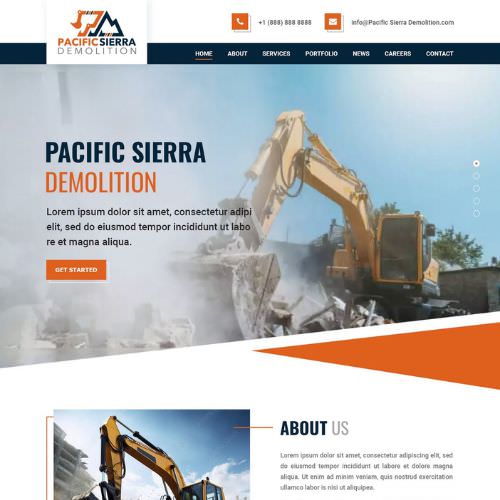 Demolition contractor website example by One Eleven Web Design