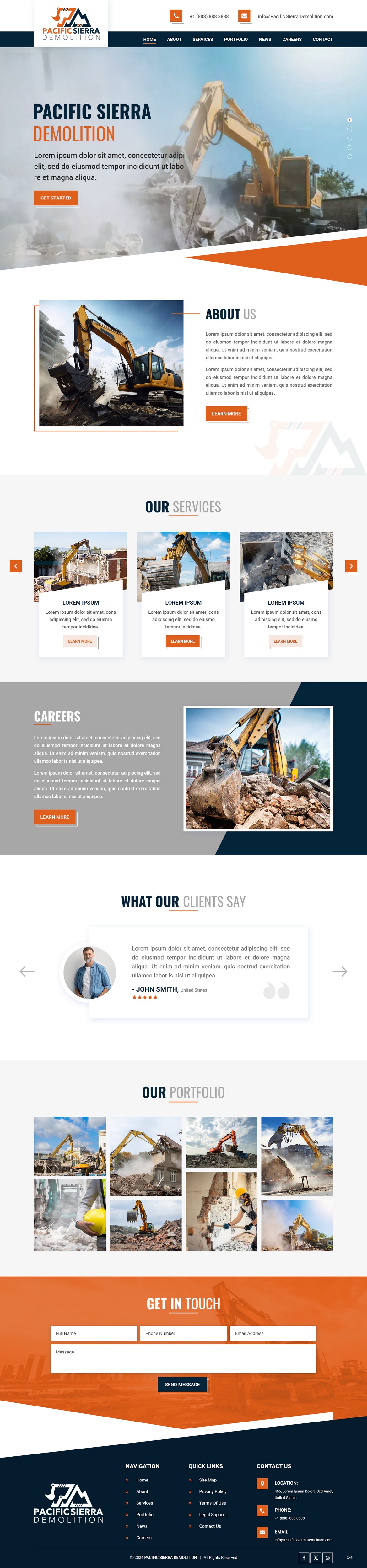 Demolition contractor website example by One Eleven Web Design