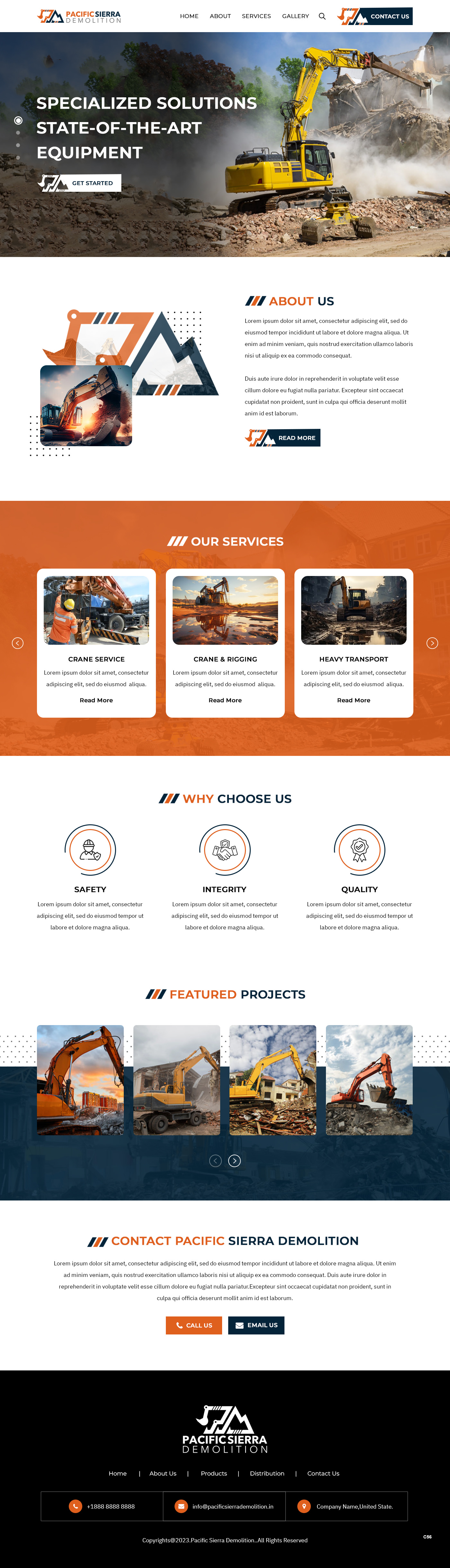 Demolition contractor website example by One Eleven Web Design