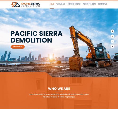 Demolition contractor website example by One Eleven Web Design