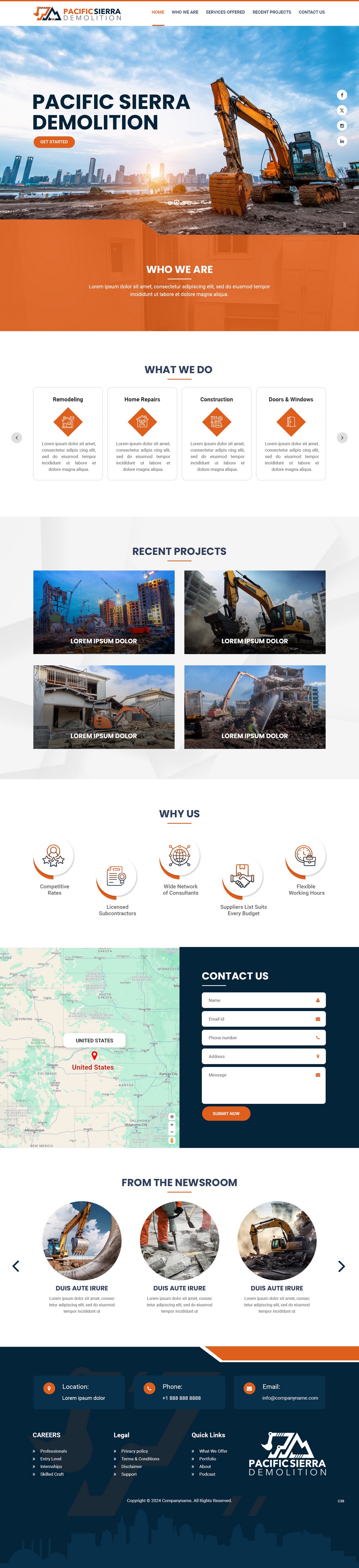 Demolition contractor website example by One Eleven Web Design