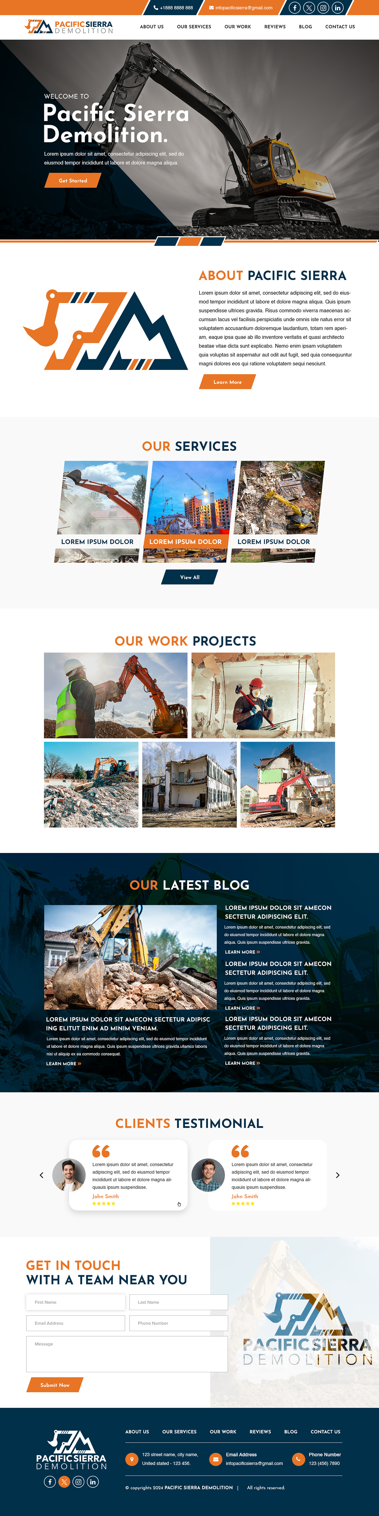 Demolition contractor website example by One Eleven Web Design