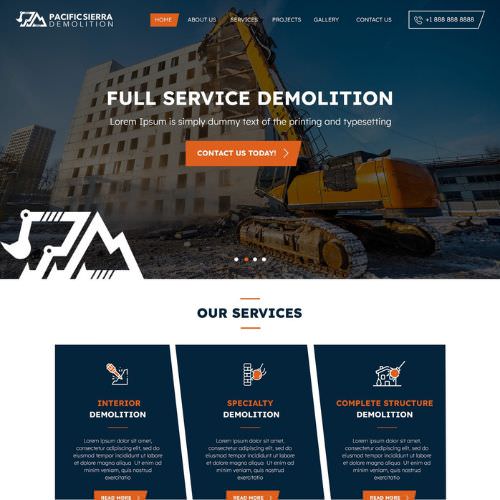 Demolition contractor website example by One Eleven Web Design
