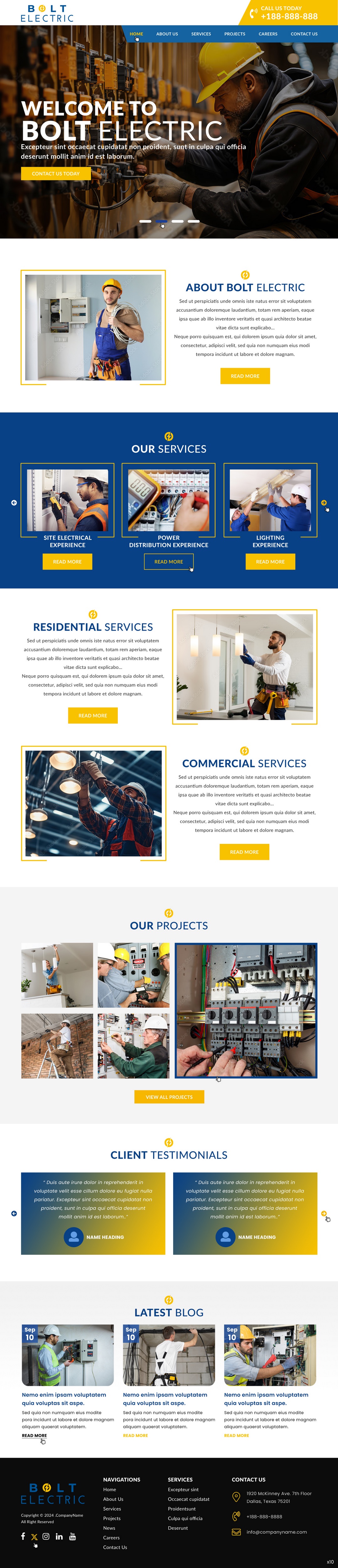 Electrician website example by One Eleven Web Design