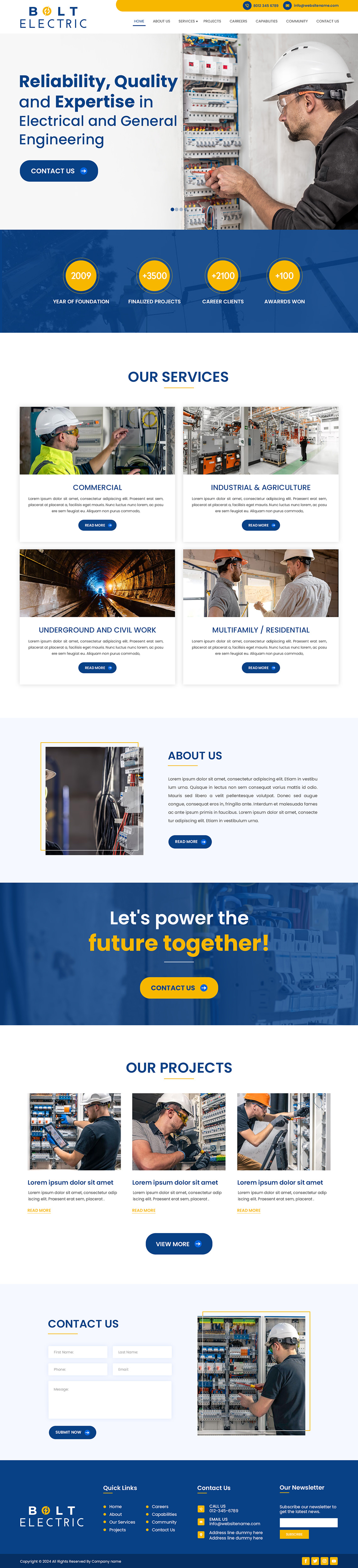 Electrician website example by One Eleven Web Design