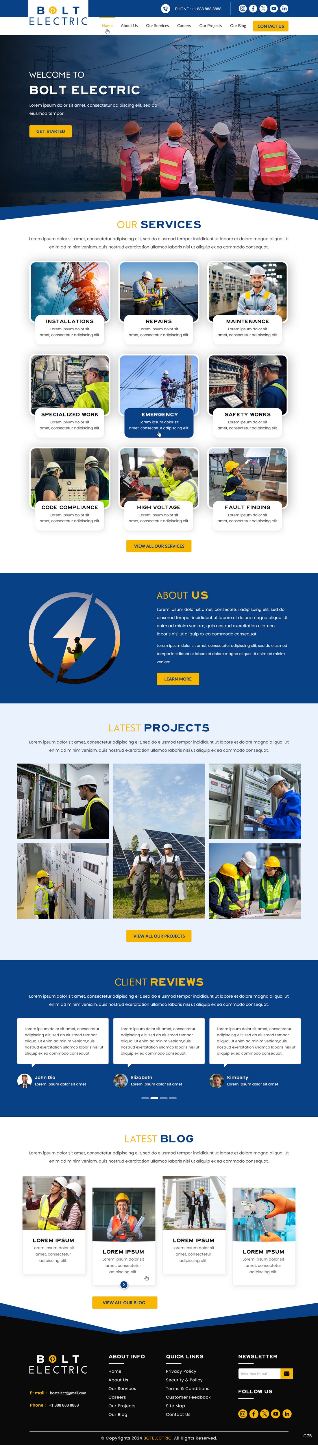 Electrician website example by One Eleven Web Design