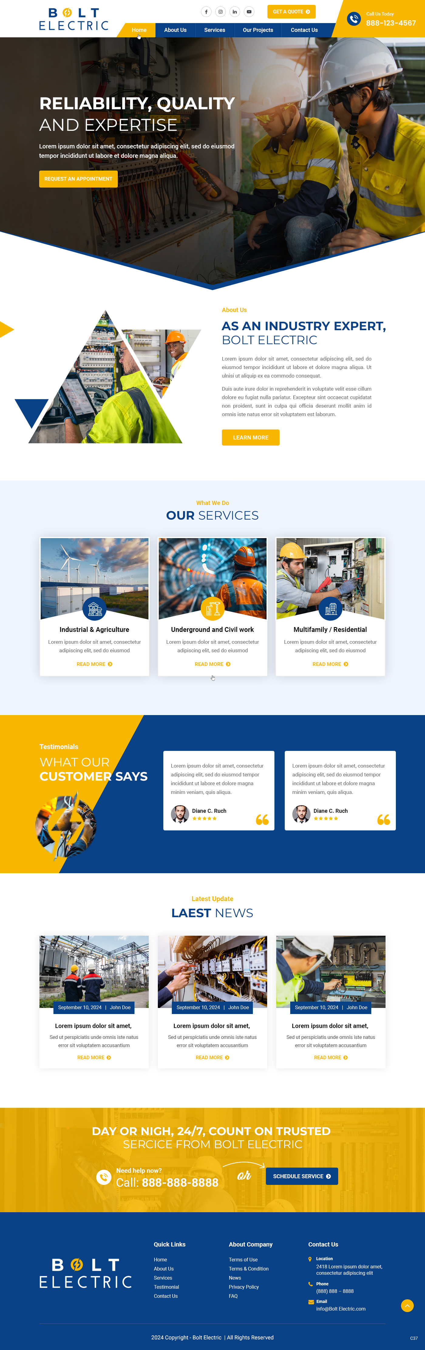 Electrician website example by One Eleven Web Design