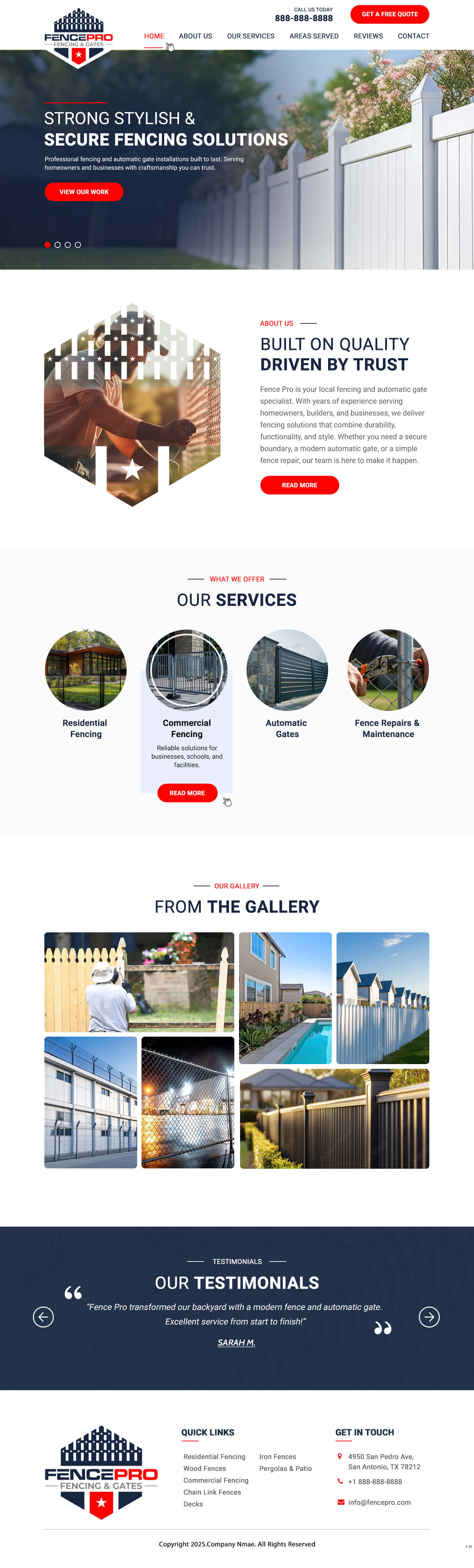 Fencing contractor website example by One Eleven Web Design