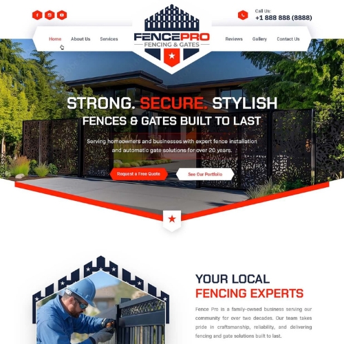 Fencing contractor website example by One Eleven Web Design