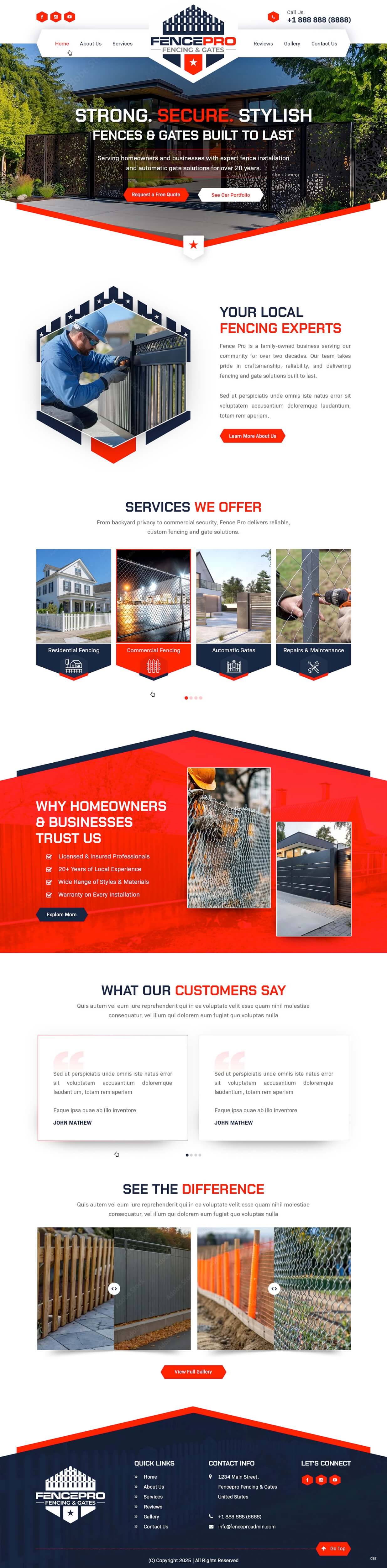 Fencing contractor website example by One Eleven Web Design
