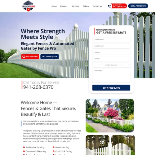 Fencing contractor website example by One Eleven Web Design